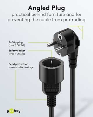 Predlžovačka 10m s 1 zásuvkou, SCHUKO, 1.50mm², čierna