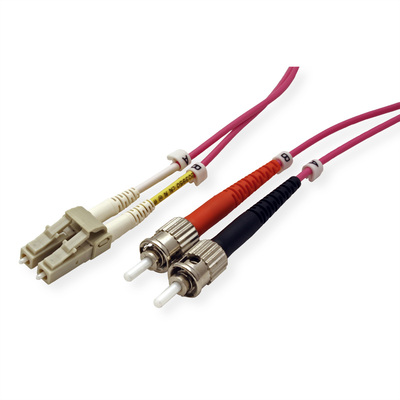 Fiber kábel LC-ST, 3m Duplex OM4(50/125µm), 2.8mm, fialový