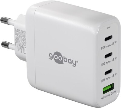 Nabíjačka USB 230V 4port, 1xUSB A, 3xUSB Typ C, 68W, Power Delivery, GaN, čierna
