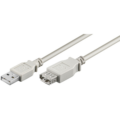 Kábel USB 2.0 A-A M/F 0.6m, High Speed, predlžovací, sivý