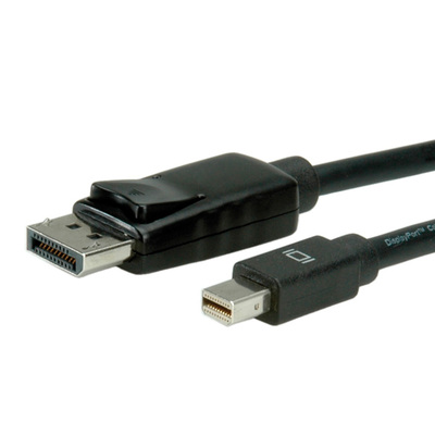 Kábel DisplayPort mini/DP M/M 2m, 2K@60Hz, DP v1.1, 10.8Gbit/s, čierny