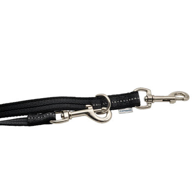 Vodítko prepínacie pogumované, 19mm/2.3m, 2 nerezové karabíny, reflexné čierne, HS