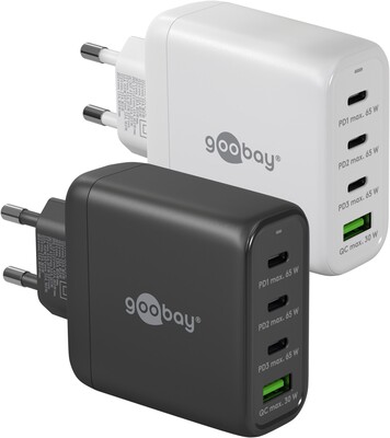 Nabíjačka USB 230V 4port, 1xUSB A, 3xUSB Typ C, 68W, Power Delivery, GaN, čierna