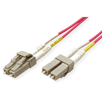 Fiber kábel LC-LC, 10m Duplex OM4(50/125µm), LSOH, low-loss konektor, 2.8mm, fialový
