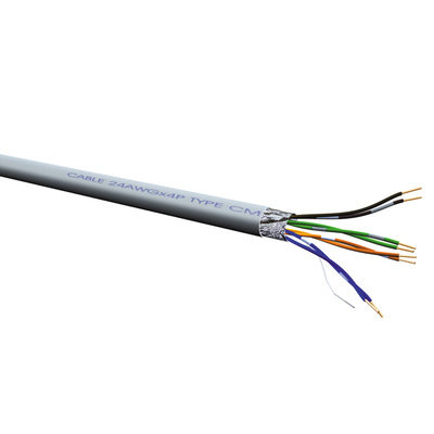 FTP lanko PVC 100m cat.5e, AWG26, 100Mhz, 1000Base-T, sivý, meď