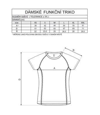 Tričko s krátkym rukávom, dámske, funkčné, červená, XXL