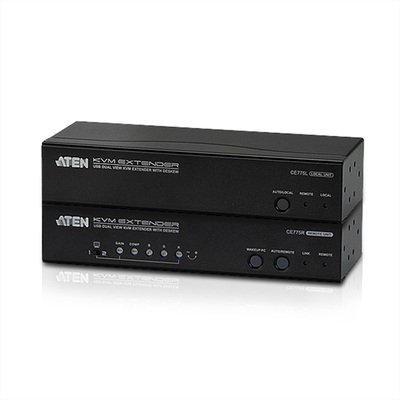 Predĺženie KVM cez 2xTP do 300m, VGA, USB, Audio (3.5mm jack), RS232, Dual Remote, DUAL VIEW