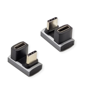 Adaptér USB 4 Gen 3x2, Typ C CM/CF, zahnutý 360°, 40Gbps, PD 240W, sivý/čierny