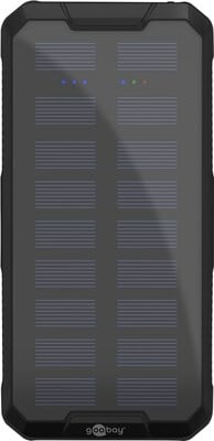 Solárna PowerBank 20000mAh, QC 3.0, Lítiová, Zabudované LED svetlo, čierna