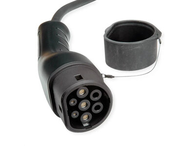 Kábel nabíjací pre elektromobily Type 2, 5m, 22kW, 32A, 3 fázy, špirála, čierny