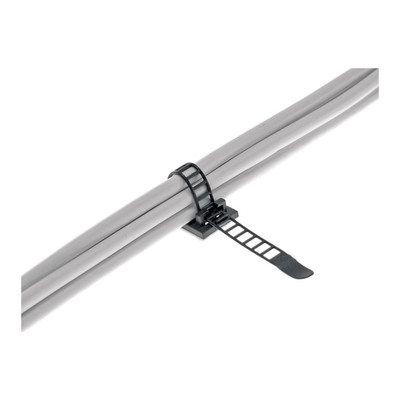 Zväzovacie lanko 94mm nastaviteľné lepiace, 10ks/bal, čierne