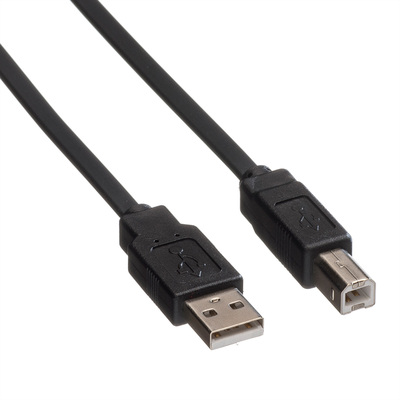 Kábel USB 2.0 A-B M/M 0.8m, High Speed, čierny, plochý