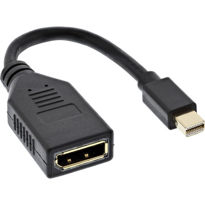 Adaptér mini DisplayPort - DisplayPort, M/F, v1.2, 4K@60Hz, 15cm, čierny