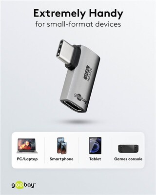 Adaptér USB 4, Typ C, CM/CF, zahnutý 90° (do prava/ľava), 40Gbps, PD 240W, sivý/čierny