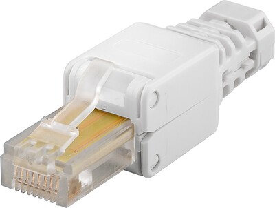Konektor 8/8 RJ45 cat.5e, netienený, biely, beznástrojový (toolless)
