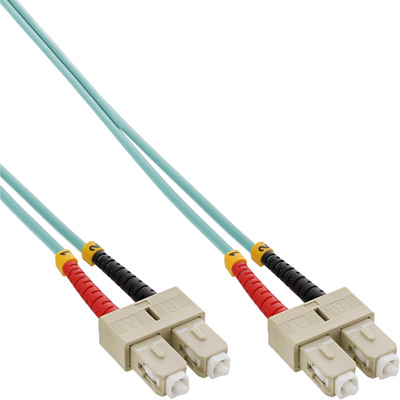 Fiber kábel SC-SC, 15m Duplex OM3(50/125µm), LSOH, 3mm, tyrkysový