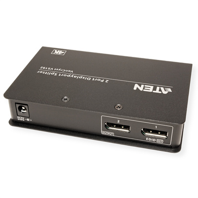 Video distribútor/splitter/ hub DisplayPort 1.2 1IN/2OUT, 21.6 Gbps, MST, 4K@60Hz, ext. adaptér