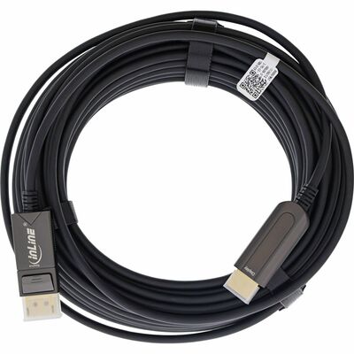Kábel DisplayPort na HDMI M/M 50m, 4K@60Hz, DP v1.2, 18Gbit/s, audio, jednosmerný, aktívny, optický