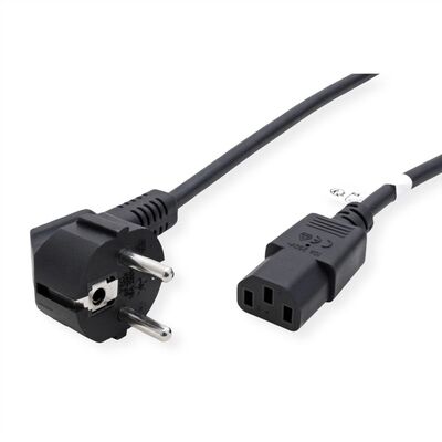Kábel sieťový 230V, vidlica (CEE7/7) lomená - C13, 3m, LSOH, 1.00mm², 10A, čierny