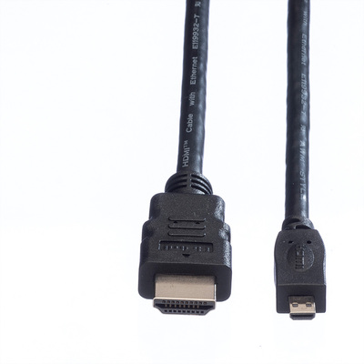 Kábel HDMI/HDMI micro M/M 2m, High Speed+Eth, 4K@30Hz, HDMI 1.4, čierny