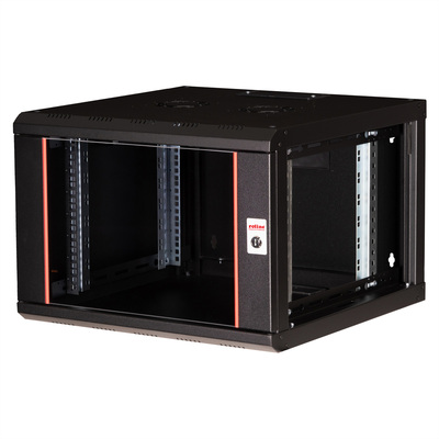 19" Rack na stenu 7U, čierny, 418x600x600mm (HxWxD), RAL9005, PRO, odnímateľné bočnice