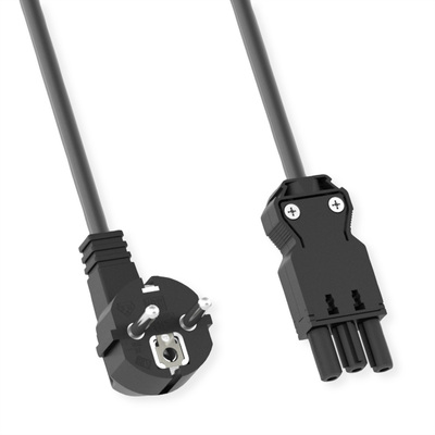 Kábel sieťový 230V, vidlica (CEE7/7) lomená - GST18 (F), 5m, 1.50mm², 16A, čierny