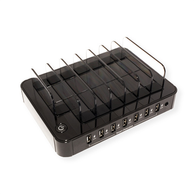Nabíjačka USB 230V 7port, 7xUSB A, 2.4A, 84W, úložné prepážky, kábel (C7) 1.2m, čierna