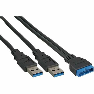 Kábel USB 3.2 Gen 1, interný, 2x USB A samica / mainboard header 0.4m