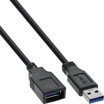 Kábel USB 3.2 Gen 1, A-A M/F 5m, 5Gbps, čierny, predlžovací