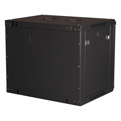 19" Rack na stenu 9U, čierny, 512x600x450 mm (HxWxD), odnímateľné bočnice