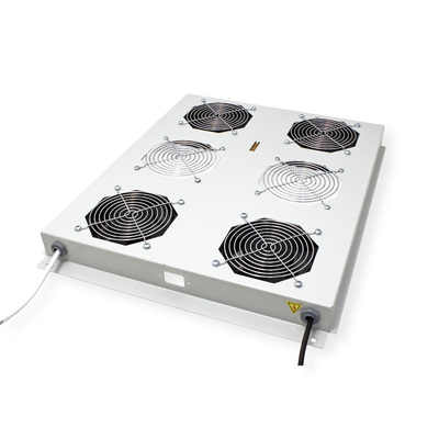 19" Ventilačná jednotka, stropná, 4 vetráky, s termostatom, sivá, RAL7035