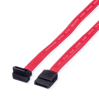 Kábel SATA II M/M 0.5m, zahnutý, 3 Gbit/s, červený