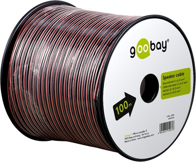 Reproduktorový kábel audio 2x4.0mm², 100m, pomedený, červeno/čierny
