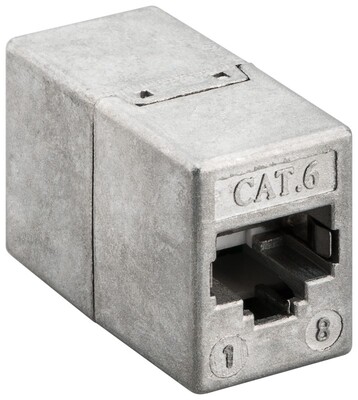 Spojka RJ45, cat.6, tienená, kovová Gigabit