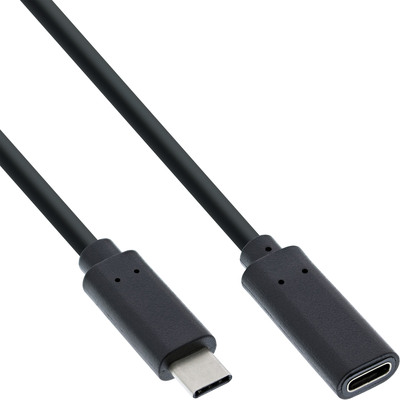 Kábel USB 3.2 Gen 2x2, Typ C CM/CF 1m, 20Gbps, PD 100w 20V5A, predlžovací, čierny