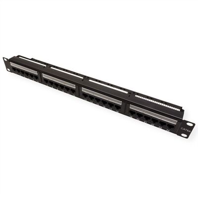 19" Patch panel 24port cat.6a, netienený, 1U, čierny