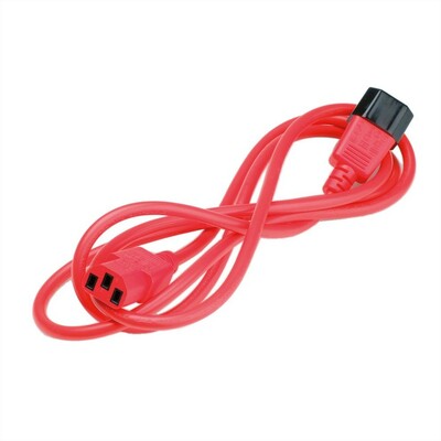 Kábel sieťový 230V predlžovací, C13 - C14, 0.8m, 0.75mm², 10A, červený