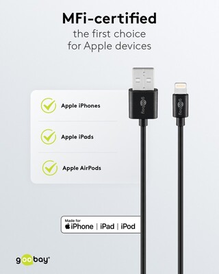 Kábel USB "Lightning" pre Apple, 0.5m, High Speed, čierny