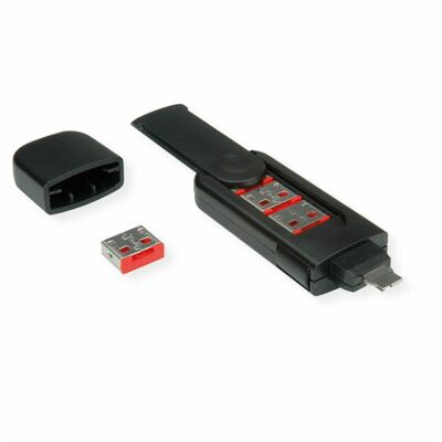 USB Port Blocker, 1 x kľúč, 4x zámok USB-A, červený