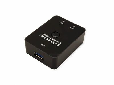 Prepínač USB 3.2 Gen 1, 2PC/1 zariadenie, manuálny, prepínanie tlačidlom, čierny