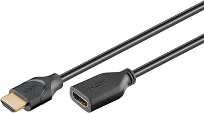 Kábel HDMI M/F 0.5m, Ultra High Speed+Eth, 4K@60Hz, HDMI 2.0, 18G, G pozl. kon., čierny