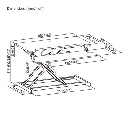 Stojan nastaviteľné pracovisko, 800x400mm, Sit - Stand Up, čierny