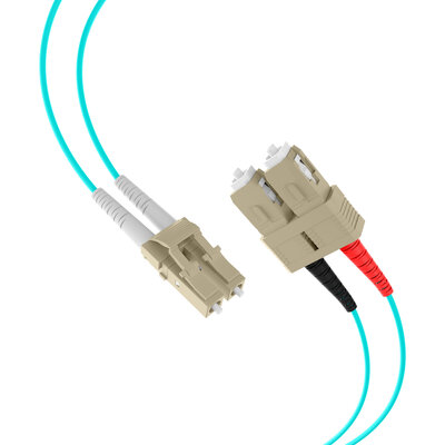 Fiber kábel LC-SC, 7.5m Duplex OM3(50/125µm), LSOH, 2mm, tyrkysový