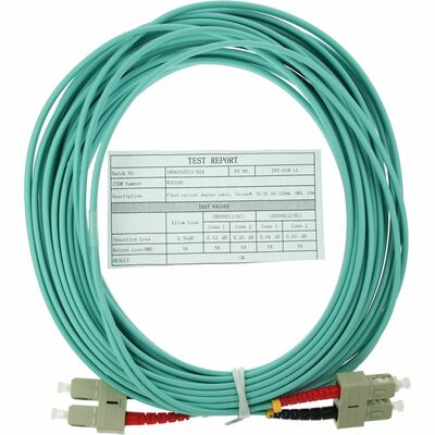 Fiber kábel SC-SC, 0.5m Duplex OM3(50/125µm), LSOH, 2mm, tyrkysový