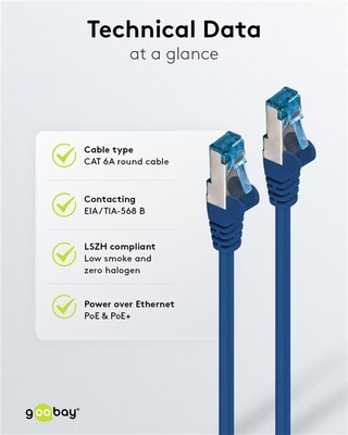 S/FTP (PiMF) Patchkábel LSOH 2m cat.6a, modrý, Cu