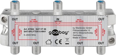 Rozbočovač / distribútor TV a SAT signálu, 1IN/6OUT, 5-2400 Mhz, F-konektor