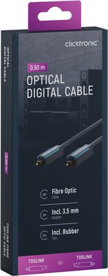 Kábel Toslink audio optický SPDIF prepojovací M/M 0.5m, ø6.0mm, modrý, ClickTronic
