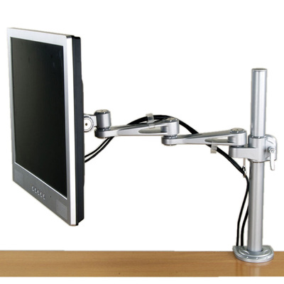 Držiak pre monitor na stôl, úchyt o dosku, max 10kg, rameno 450mm, VESA75/100, strieborný