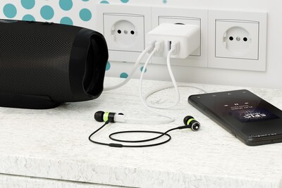 Nabíjačka USB 230V 4port, 4xUSB A, 3A, 30W, biela