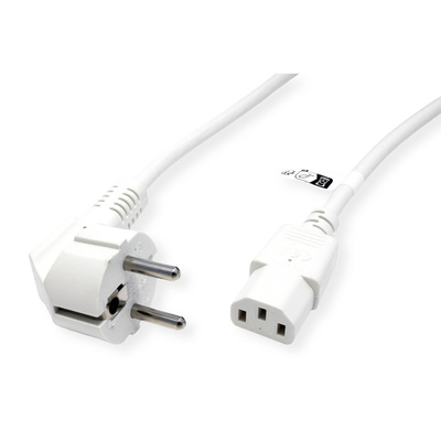 Kábel sieťový 230V, vidlica (CEE7/7) lomená - C13, 3m, 1.00mm², 10A, biely